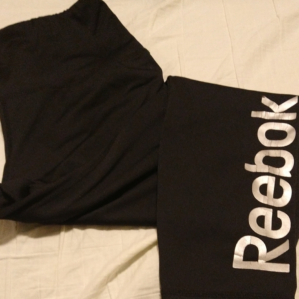 Reebok Black Tights with Metallic Logo